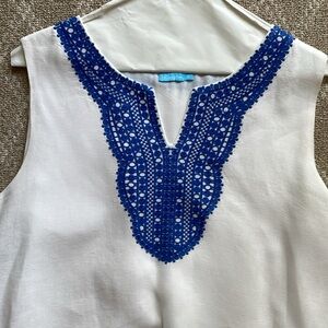 J. McLaughlin white embroidered linen dress XL